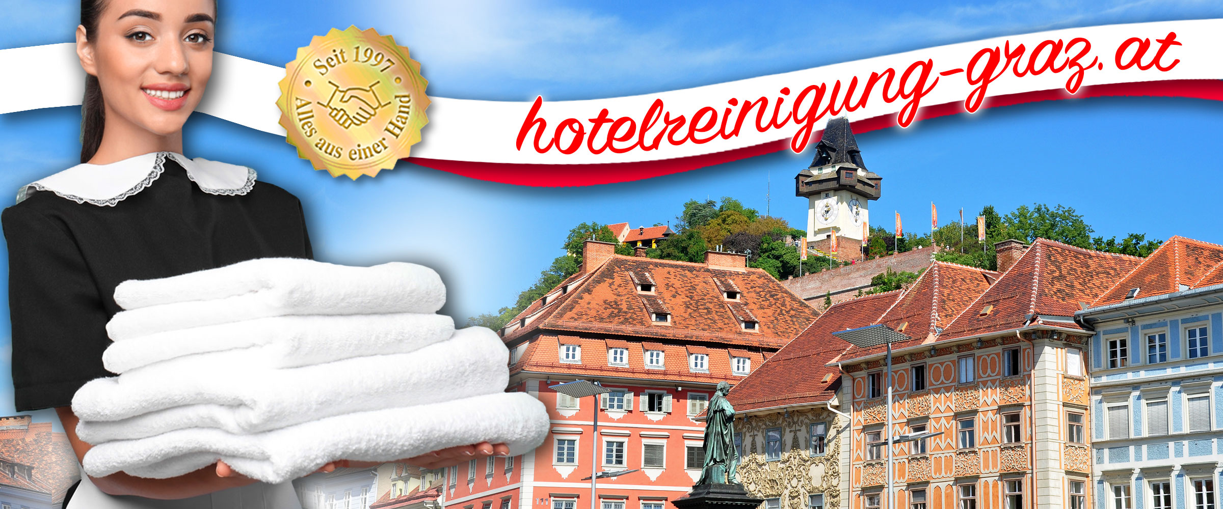 Ö&I Clean GmbH Collage der Dienstleistungen Hotelreinigung Gebäudereinigung Baureinigung